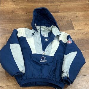 Pre owned Men’s vintage 90s Dallas Cowboys STARTER Blue and White Bomber Jacket